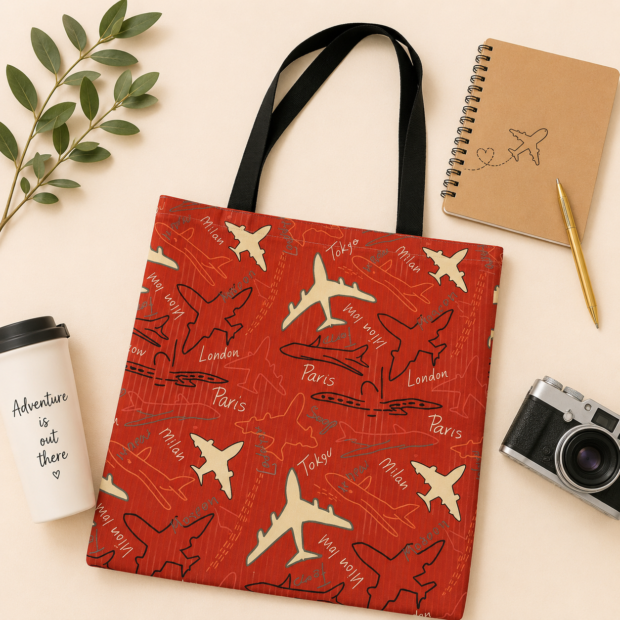 Red Airplane Tote Bag