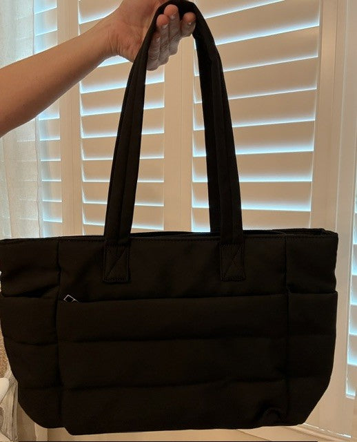 Black Puffy Tote Bag