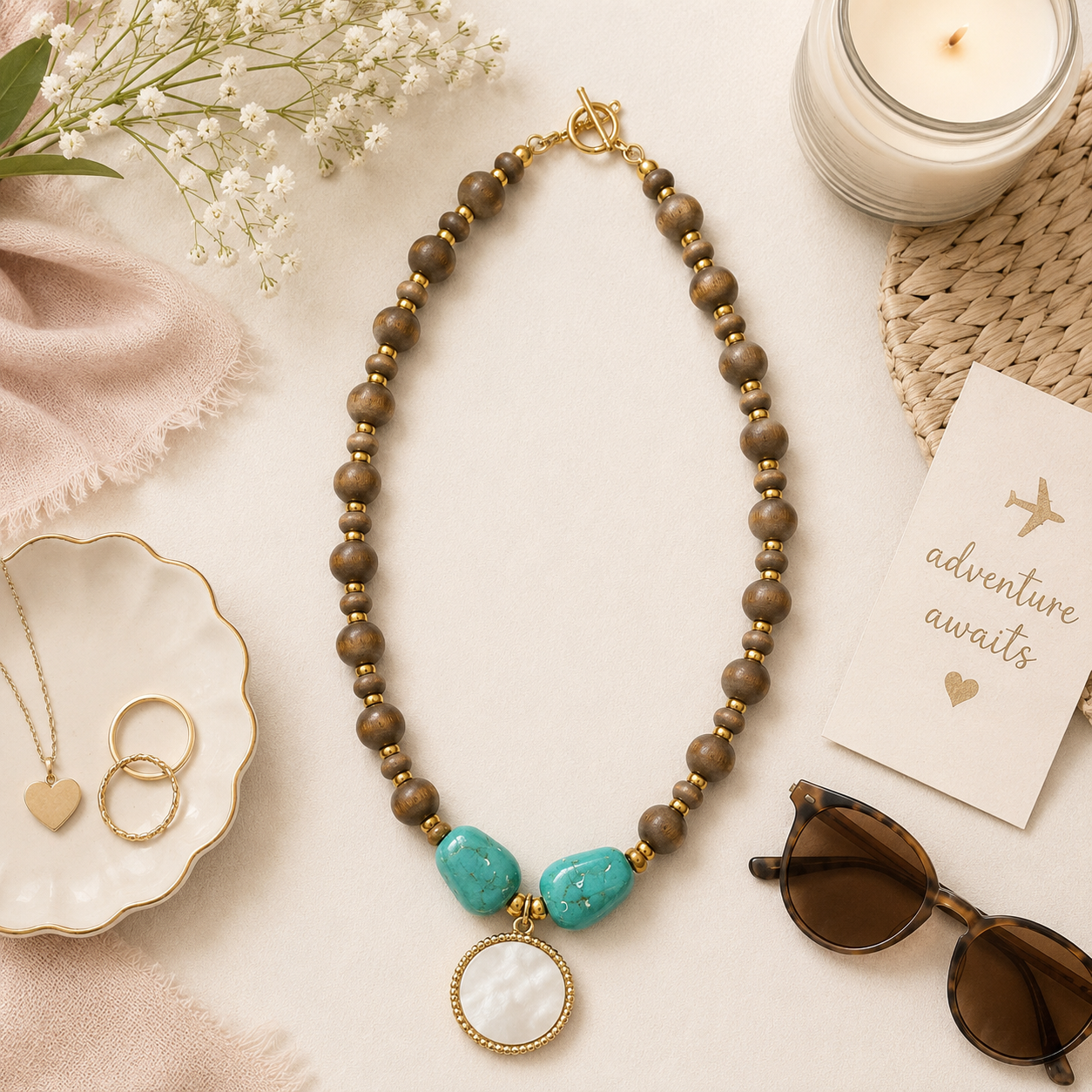 Brown/Cream/Gold Necklace