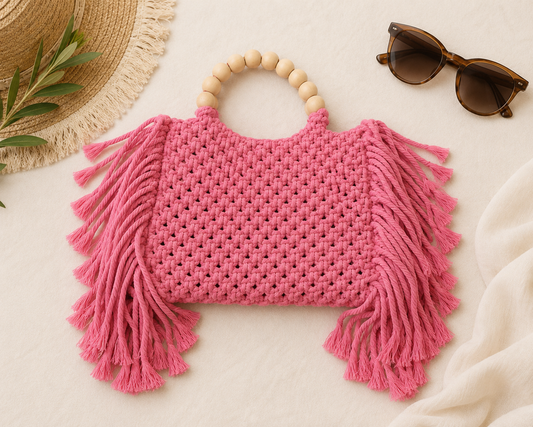 Macrame Woven Fringe Bag