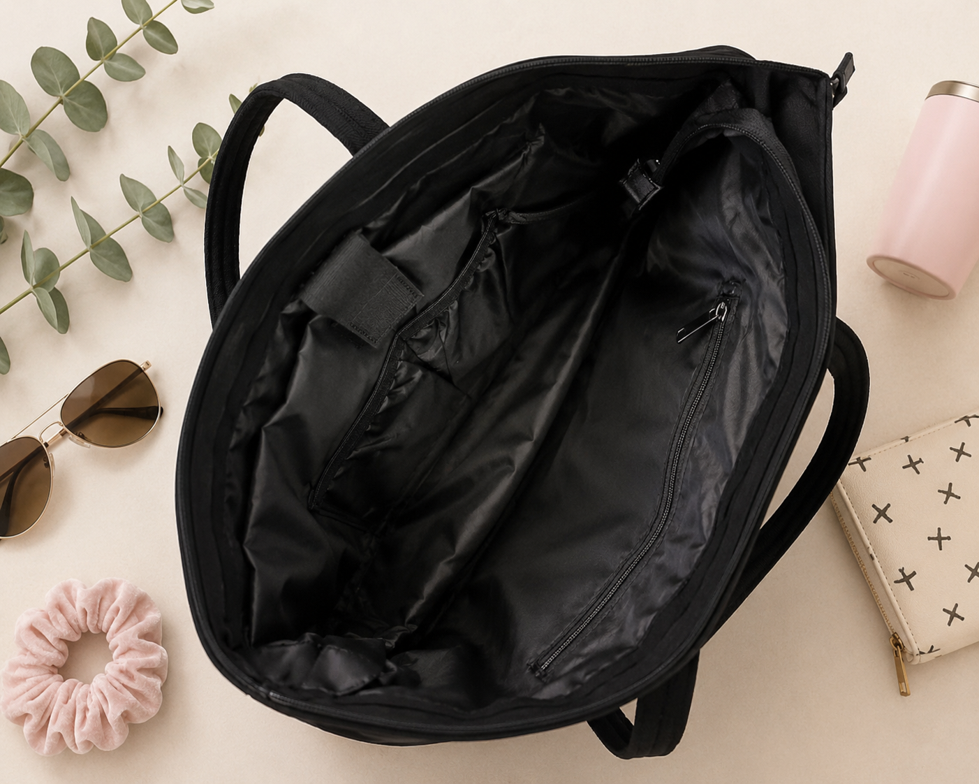 Black Puffy Tote Bag