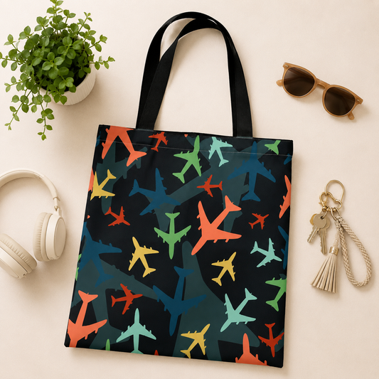 Multi-Color Airplane Tote Bag